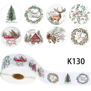 Autocollants d'Étiquettes Rondes de Noël en Dessin Animé pour Décoration de Boîte Cadeau Merry Christmas Étiquettes de Scellage