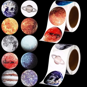 Space Planet Reward Stickers Roll Cartoon Solar System Educational Adhesive Labels For Scrapbooking DIY Decorative Stickers For Kids Classroom