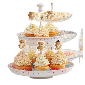 Décorations d'ours en carton pour cupcakes sur support blanc pour fêtes et cadeaux