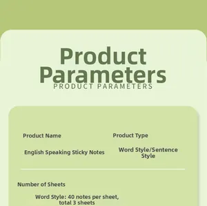 Spécifications détaillées des autocollants d'apprentissage d'anglais avec mots et phrases