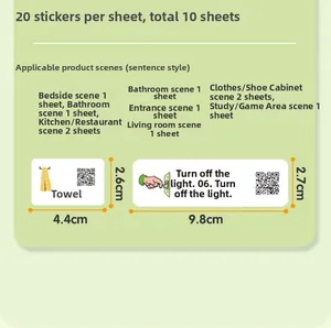 Guide détaillé des tailles pour stickers d'apprentissage de l'anglais