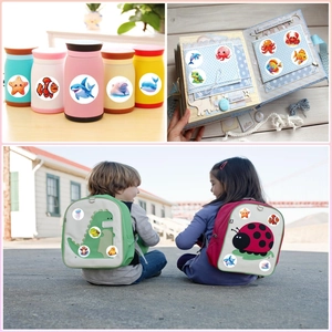 Colorful marine animal and insect stickers for water bottles, DIY journals and school bags