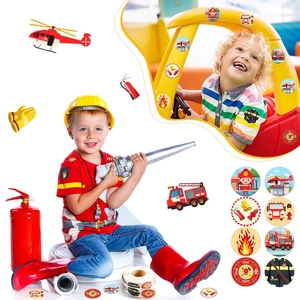 Autocollants de pompier pour enfants avec camions de pompiers et motifs de secours