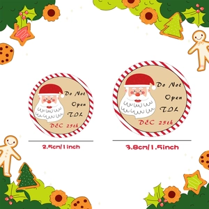Christmas Santa gift seal stickers with Do Not Open TIL DEC 25th text in two sizes