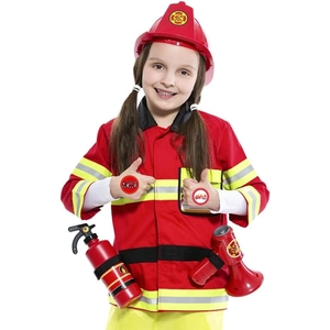 Panoplie de pompier pour enfants avec veste rouge, casque et accessoires de jeu de rôle