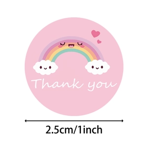 Rainbow smile Thank You sticker roll for gift packaging with 2.5cm diameter labels