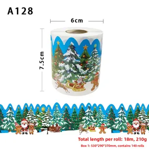 Rolle mit 18m Weihnachts-Bordürenaufklebern mit Weihnachtsmann und Rentier-Motiven