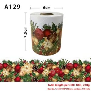Detailed view of Christmas decorative border stickers with festive floral and ball patterns