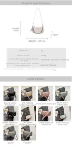 Detailed size specifications for the PU leather underarm bag with dimensions and weight