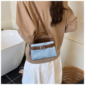 Stylish color-block handbag for women, trendy top-handle crossbody bag for daily commuting.