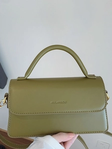Sac à Main Retro en Cuir PU pour Femmes Rabat Carré Bandoulière Épaule Design Élégant avec Coutures Sac Quotidien