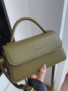 Sac à main bandoulière vert olive en similicuir avec poignée supérieure et sangle réglable