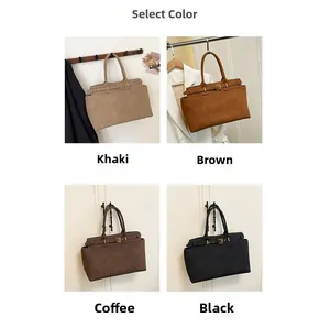 Selection of four colors for large tote bags: khaki, brown, coffee, and black options