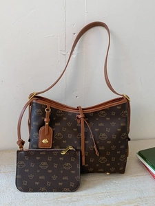 Set borsa shopper marrone con stampa Lazy Breeze e motivi animali graziosi