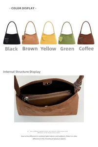 Detail of colorful suede underarm bags with magnetic closure and inner zipper pocket