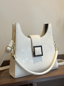 Sac à Bandoulière en Cuir PU pour Femmes Motif Serpent Sac à Main Carré Mode Avec Chaîne Dorée Grande Capacité