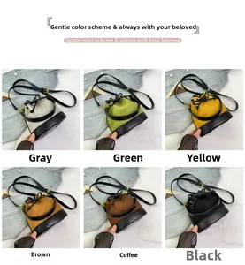 Sacs seaux à cordon en gris vert jaune marron café et noir avec bandoulière réglable