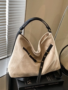 Vintage Frosted PU Leather Tote Bag For Women Large Capacity Shoulder Bag Minimalist Commuter Crossbody Bag Retro Fashion Handbag