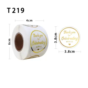Roll of 500 gold foil Thank You stickers 3.8cm diameter for professional packaging