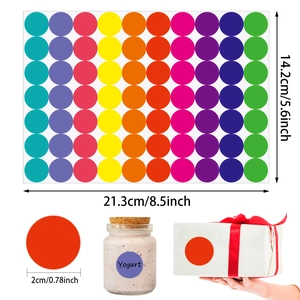 Colorful 2cm round dot stickers for labeling with dimension 21.3cm x 14.2cm set