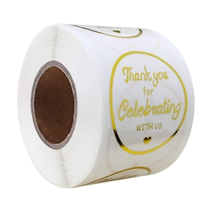 Transparent gold foil Thank You stickers roll for gift sealing and celebrations