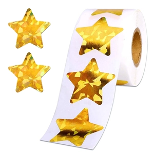 Holographic Laser Star Sticker Roll Gold Silver Self Adhesive Labels For Teacher Reward Chart Kids Scrapbooking Decoration