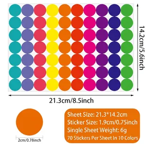Colorful round dot stickers 10 sheets pack for DIY labeling and sealing decoration