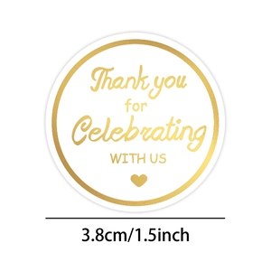 Round white and gold foil Thank You stickers 1.5 inch for gift packaging and weddings