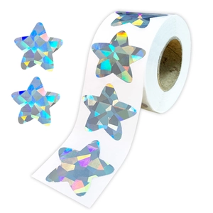 Holographic laser star stickers roll for gift sealing and reward chart decoration