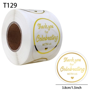 Gold Foil Thank You For Celebrating With Us Round Adhesive Labels Heart Design For Wedding Party Gift Sealing Decorative Stickers