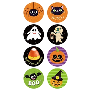 Rouleau de 500 autocollants Halloween avec motifs cartoon araignée fantôme citrouille