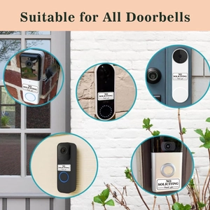 Adhesive No Soliciting stickers for doorbells in black and white warning sign design