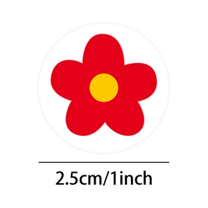 Roll of 500 red flower reward stickers 1 inch diameter for kids toys and gift decor