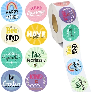 Round Motivational Reward Stickers For Kids Teacher Supplies Inspirational Adhesive Stickers Roll For School Classroom Scrapbooking Gift Seals