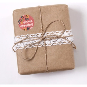 500pcs pink flower 'you are amazing' stickers on a gift box for sealing and decoration