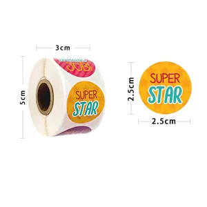 Roll of 500 colorful star reward stickers for children's teacher classroom supplies