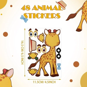 48 sheets of cute giraffe DIY sticker set for kids with hats and accessories