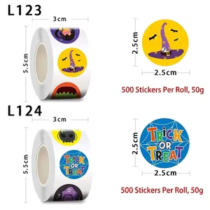 500pcs Halloween stickers roll with pumpkin and ghost patterns for gift packaging