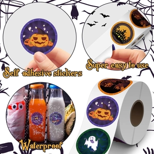 Waterproof Halloween pumpkin and ghost adhesive stickers for festive gift box packaging