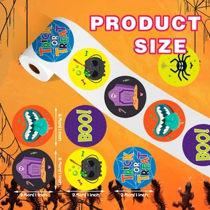 500pcs Halloween cartoon stickers roll with Boo and Trick or Treat designs for kids