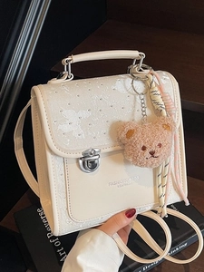 Fashion PU Leather Mini Backpack For Women Butterfly Embroidery Rhinestone Lock Versatile Shoulder Crossbody Bag