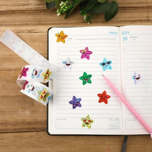 500pcs colorful glitter star stickers with cartoon faces for reward charts and scrapbooks