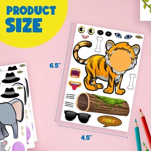 Autocollants animaux DIY pour enfants avec tigre et éléphant motifs taille 6,5x4,5 pouces