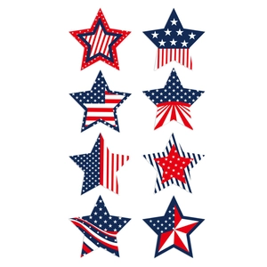 500-count 3.8cm self-adhesive star stickers with red white and blue US flag patterns