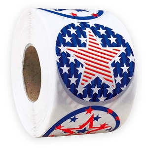 Roll of 3.8cm American flag star stickers for patriotic gift box decoration and labeling