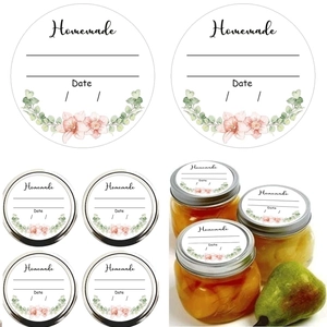 Detail of floral Homemade labels with Date field for jars and food packaging seal