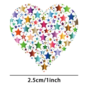 Regenbogen Stern-Herz Aufkleber Rolle, 2,5cm Dankeschön Etiketten für Geschenke