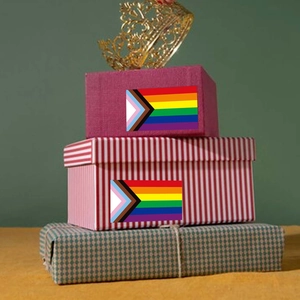 500pcs self-adhesive pride flag stickers for gift box decoration with gold crown accent