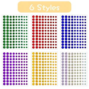 Set of 6 styles holographic laser round dot reward stickers for DIY stationery decoration