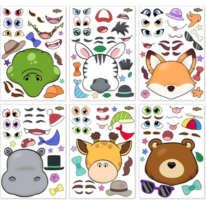 DIY Cartoon Animal Face Stickers Make Your Own Animal Stickers For Kids Educational Creative Jungle Animal Stickers For Party Favors Gifts